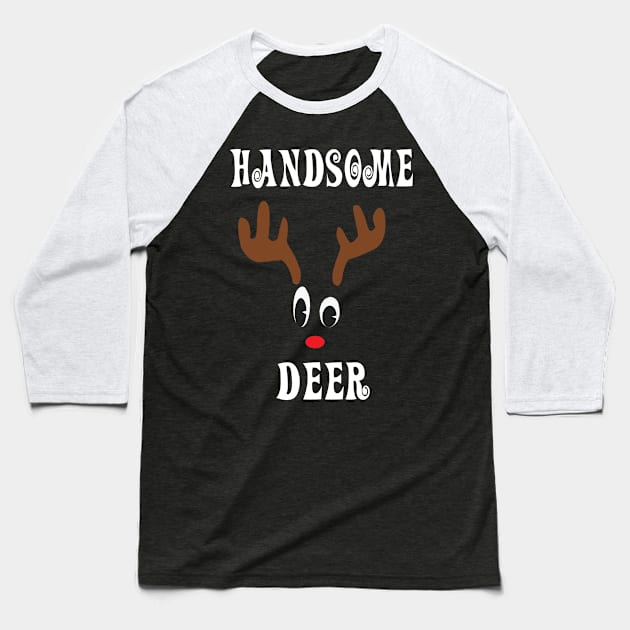 Handsome Reindeer Deer Red nosed Christmas Deer Hunting Hobbies Interests Baseball T-Shirt by familycuteycom